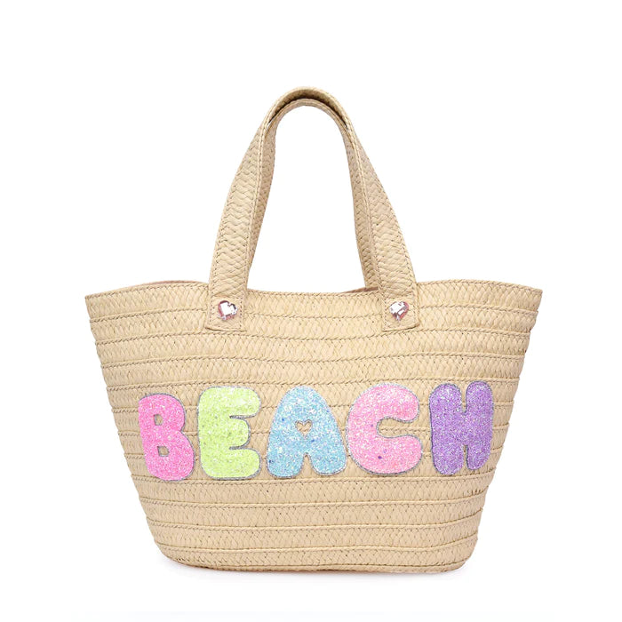 OMG ACCESSORIES "BEACH" STRAW TOTE BAG