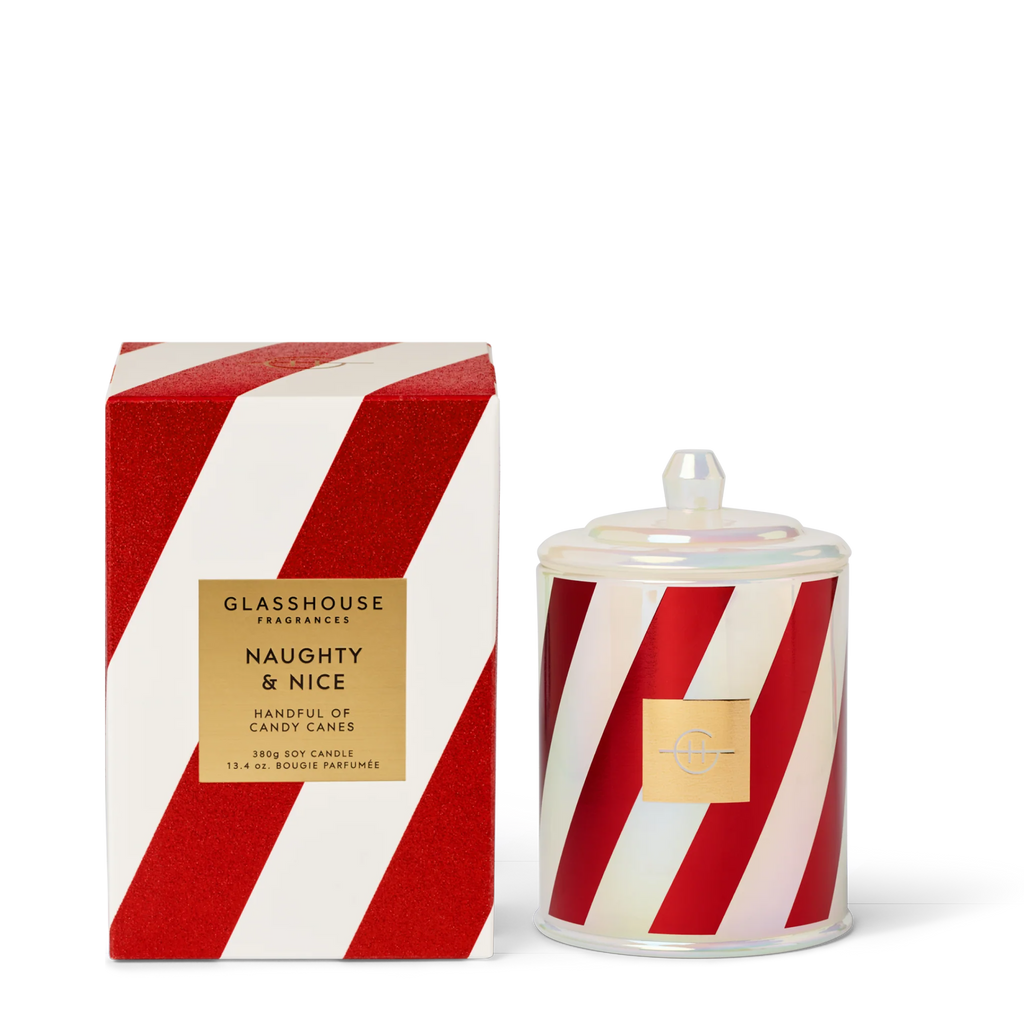 GLASSHOUSE FRAGRANCES NAUGHTY & NICE HANDFUL OF CANDY CANSE SOY CANDLE  13.4 OZ