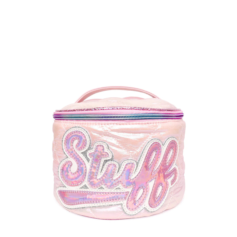 OMG ACCESSORIES "STUFF" METALLIC PUFFER ROUND GLAM BAG