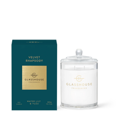 GLASSHOUSE FRAGRANCES VELVET RHAPSODY WATER LILY & YUZU SOY CANDLE 13.4 OZ