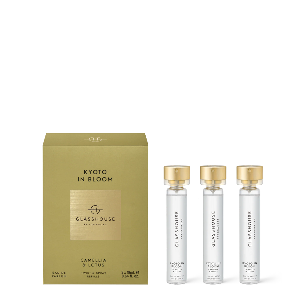 GLASSHOUSE FRAGRANCES KYOTO IN BLOOM CAMELLIA & LOTUS REFILLABLE EDP 3x19 ml