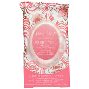 Pacifica ESSENTIAL MAKEUP REMOVING WIPES jasmine & coconut water 30 COUNT