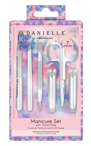 SANIELLE creations Tye Dye 7 pc Manicure set with travel Bag