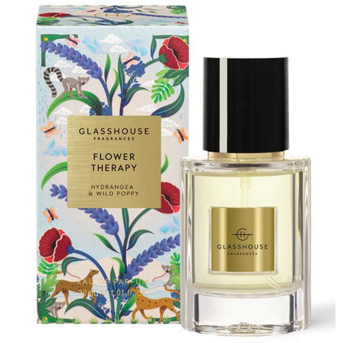 GLASSHOUSE FRAGRANCES FLOWER THERAPY SHEER FLORAL FRAGRANCE HYDRANGEA &WILD POPPY 1 OZ