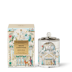 GLASSHOUSE FRAGRANCES WHITE CHRISTMAS CEDAR LEAF & FRUITY CLOVE SOY CANDLE 13.4 OZ
