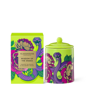 GLASSHOUSE FRAGRANCES WISDOM OF THE SNAKE ORANGE BLOSSOM & MULBERRY SOY CANDLE 13.4 OZ