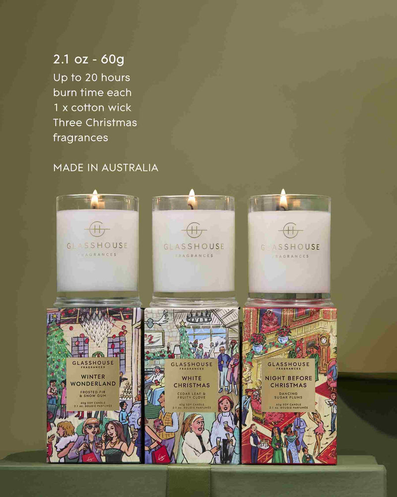 GLASSHOUSE FRAGRANCES Christmas Candle Trio 3 x 2.1 OZ