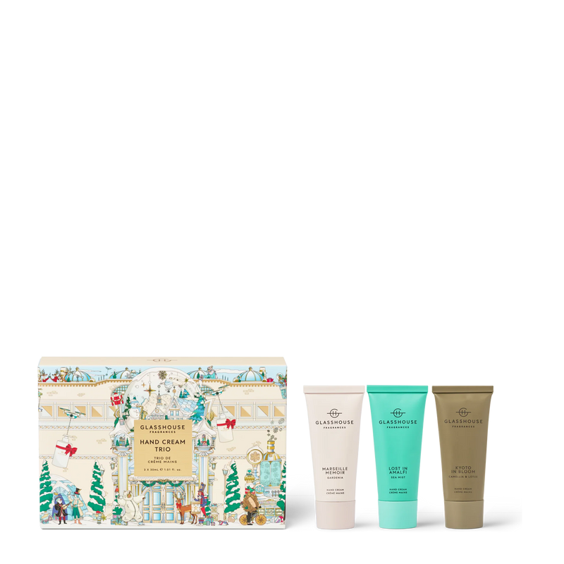 GLASSHOUSE FRAGRANCES HAND CREAM TRIO 3 x 30ml