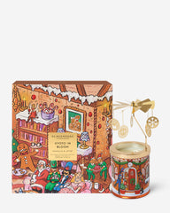 GLASSHOUSE FRAGRANCES Christmas Kyoto in Bloom Candle 13.4 OZ & Spinning Carousel