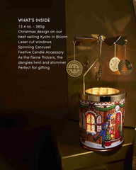 GLASSHOUSE FRAGRANCES Christmas Kyoto in Bloom Candle 13.4 OZ & Spinning Carousel