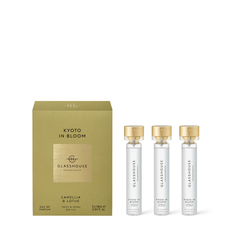 GLASSHOUSE FRAGRANCES KYOTO IN BLOOM CAMELLIA & LOTUS REFILLABLE EDP 3x19 ml