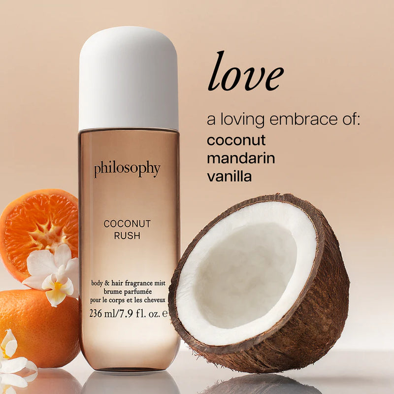 philosophy coconut rush body & hair fragrance mist