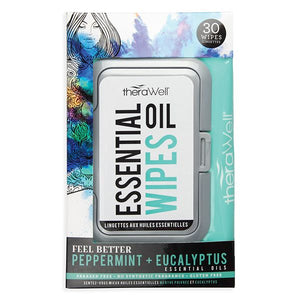 therawell ESSENTIAL OIL WIPES PEPPERMINT+EUCALYPTUS 30 WIPES