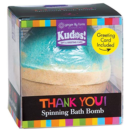 ginger lily farms BOTANICALS Kudos Spinning Bath Bomb And Greeting Card, THANK YOU
