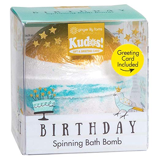 ginger lily farms BOTANICALS Kudos Spinning Bath Bomb And Greeting Card, BIRTHDAY BORN TO BE FABULOUS