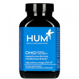 HUM OMG! OMEGA THE GREAT high potency  omega-3 fish oil DIETARY SUPPLEMENT 60 SOFTGELS no fishy aftertaste