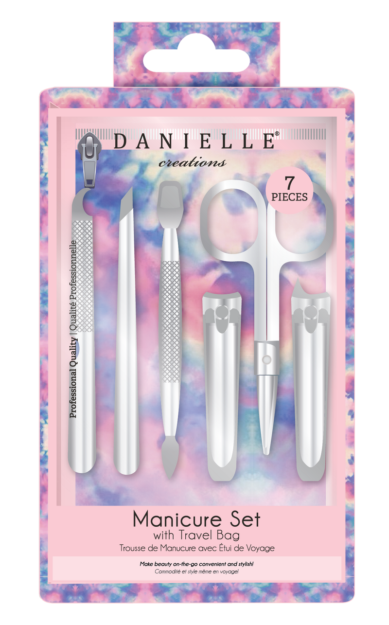 DANIELLE creations Tye Dye 7 pc Manicure set with travel Bag