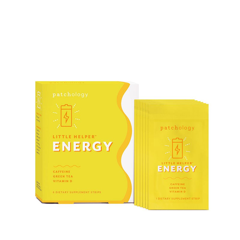 patchology LITTLE HELPER ENERGY CAFFEINE GREEN TEA VITAMIN D 6 DIETARY SUPPLEMENT STRIPSS