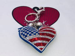 Madison K. Live Life Fun Sparkle American Flag Heart keychain