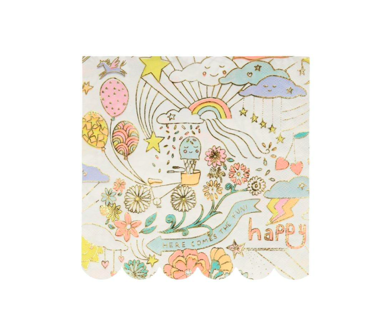 Meri Meri Happy Doodle Napkins  Small 16 pc