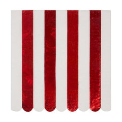 Meri Meri Shiny Red Striped Large Napkins 16 pc