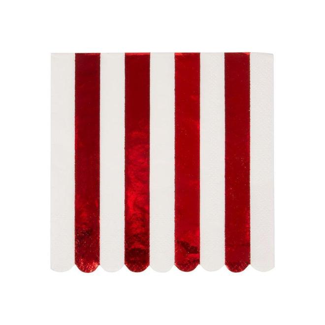 Meri Meri Shiny Red Striped Small Napkins 16 pc