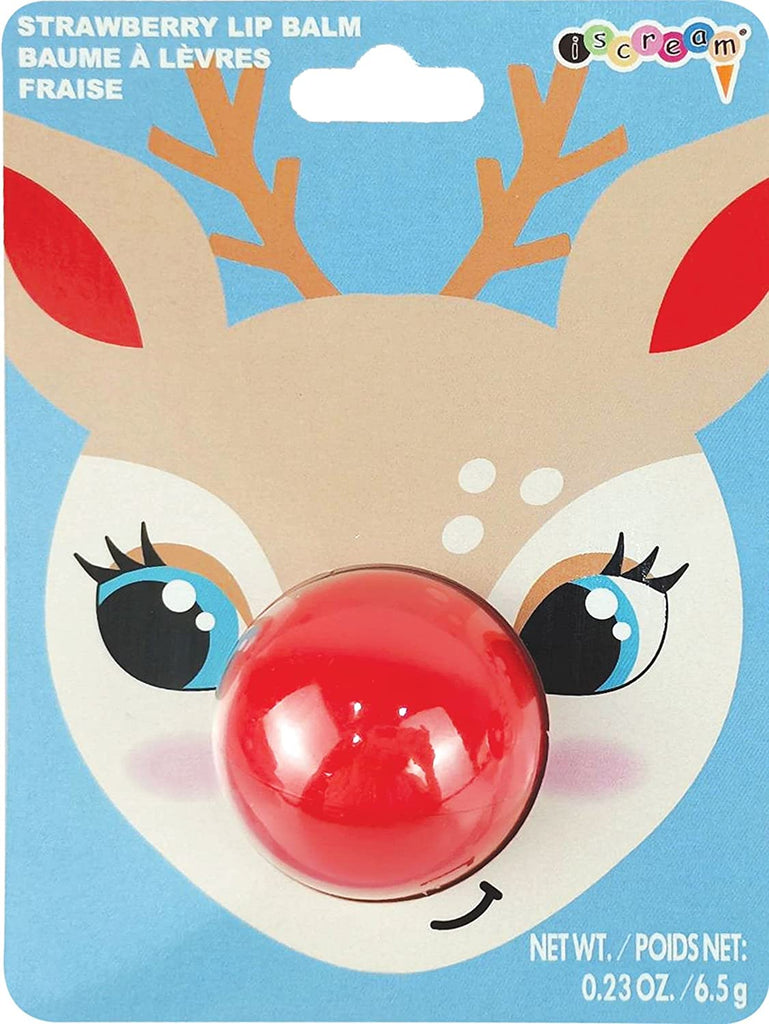 iscream Winter Friends Red Nosed Reindeer Ball Shaped Strawberry Scented Lip Balm