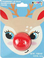 iscream Winter Friends Red Nosed Reindeer Ball Shaped Strawberry Scented Lip Balm